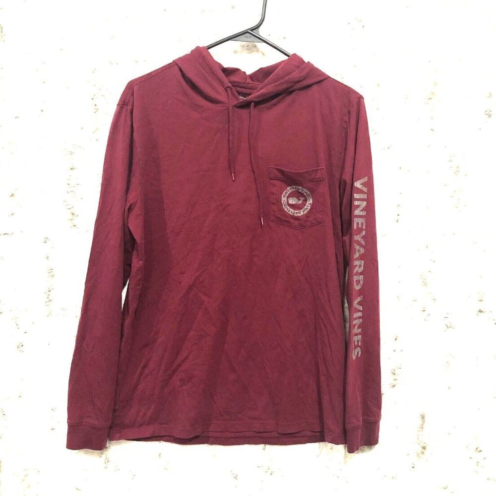 Vineyard Vines Hoodie Pocket Spellout Big Logo Lightweight Purple Mens Small